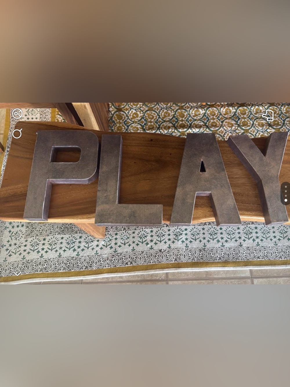 Rustic 'PLAY' Wall Letters - Rose Gild Finish Home Accent